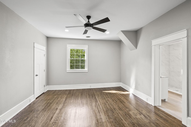 409 Pennsylvania Ave, Bristol, TN 37620 - unfurnished bedroom with wood finished floors, ceiling fan, ensuite bath, and recessed lighting