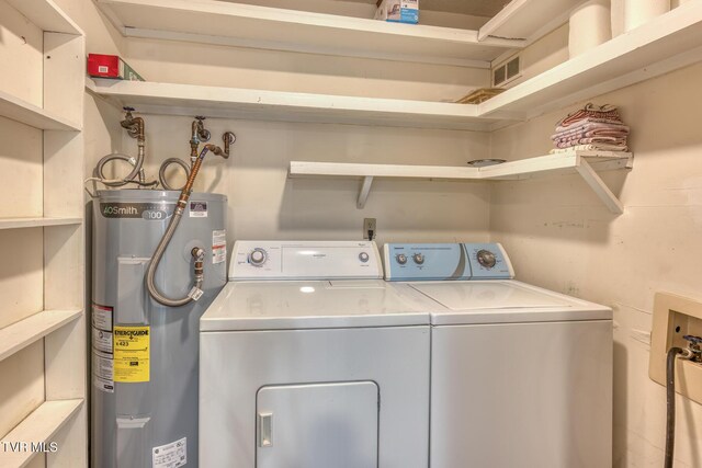 202 University Pkwy Unit 4E, Johnson City, TN 37604 - laundry room featuring electric water heater and independent washer and dryer