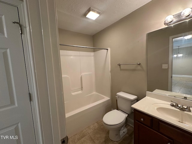 1107 Skyline Dr, Jonesborough, TN 37659 - bathroom featuring vanity, a textured ceiling, shower / tub combination, and tile patterned floors