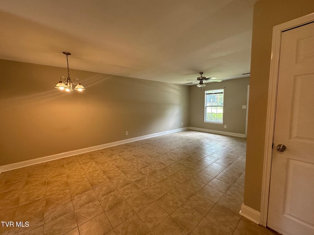 1107 Skyline Dr, Jonesborough, TN 37659 - unfurnished room featuring a ceiling fan and a chandelier