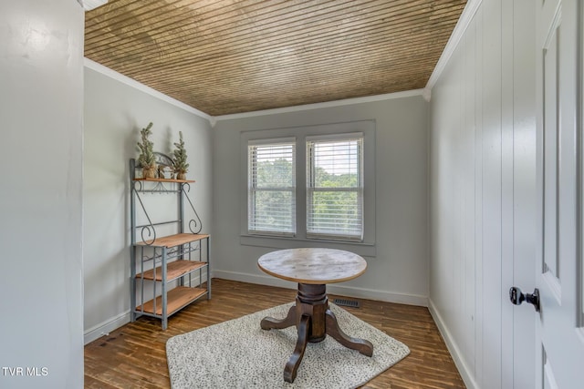 406 Mclaney Rd, Watauga, TN 37694 - dining area featuring ornamental molding and dark wood-style floors