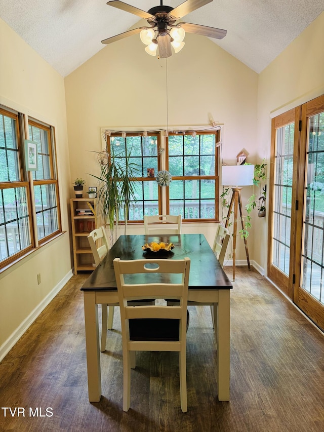 103 Meadow Springs Ct, Flag Pond, TN 37657 - dining room featuring lofted ceiling, ceiling fan, and wood finished floors