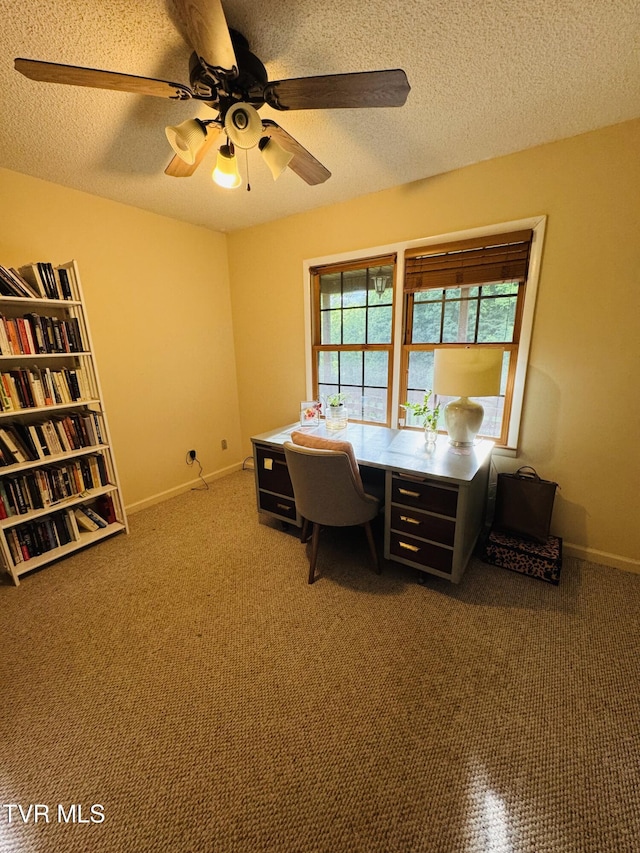103 Meadow Springs Ct, Flag Pond, TN 37657 - carpeted office with ceiling fan and a textured ceiling