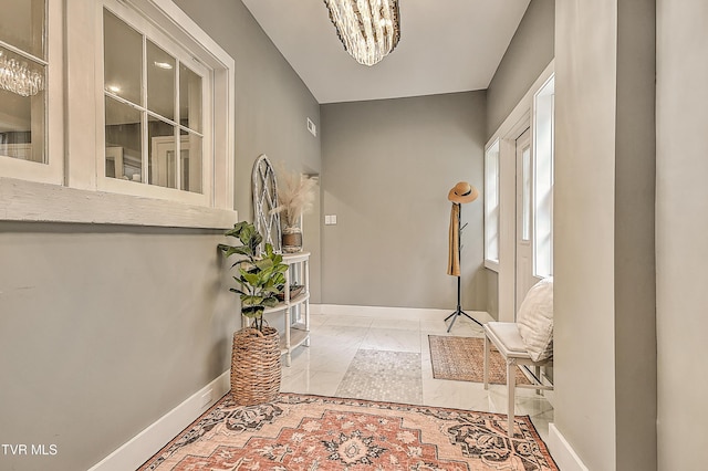 2061 King College Rd, Bristol, TN 37620 - foyer with marble finish floors and a chandelier