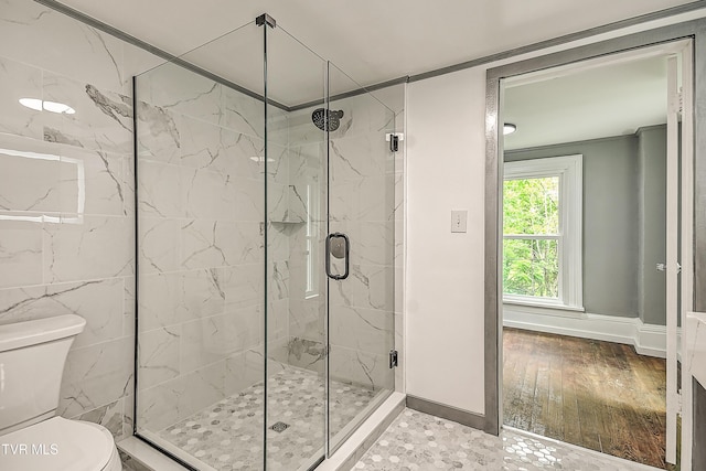 2061 King College Rd, Bristol, TN 37620 - full bath with a marble finish shower and wood finished floors