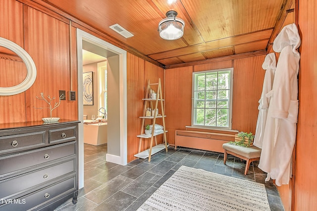 2061 King College Rd, Bristol, TN 37620 - sitting room featuring wooden ceiling and wooden walls