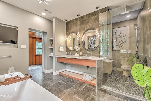 2061 King College Rd, Bristol, TN 37620 - bathroom with double vanity and a tile shower