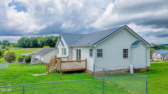 5 Pinehurst Ct, Limestone, TN 37681 - back of house with a fenced backyard, a deck, and a metal roof