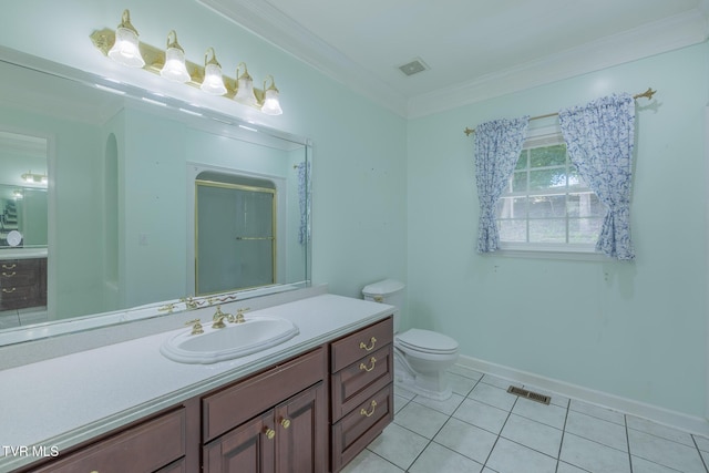 566 Beechwood Rd, Kingsport, TN 37663 - full bath featuring vanity, tile patterned floors, ornamental molding, and a shower