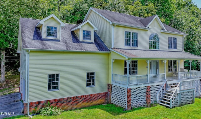566 Beechwood Rd, Kingsport, TN 37663 - view of front of home featuring covered porch, a front yard, and stairway