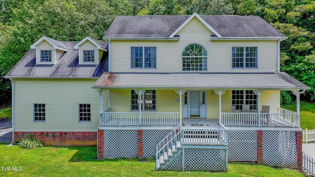 566 Beechwood Rd, Kingsport, TN 37663 - view of front of home featuring a porch, a front yard, and stairs