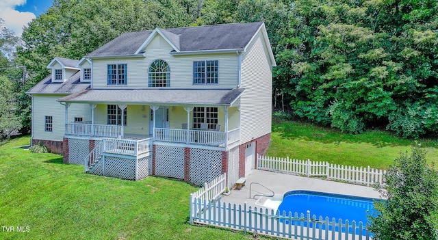 566 Beechwood Rd, Kingsport, TN 37663 - view of front of property featuring a porch, a garage, stairs, a fenced backyard, and concrete driveway