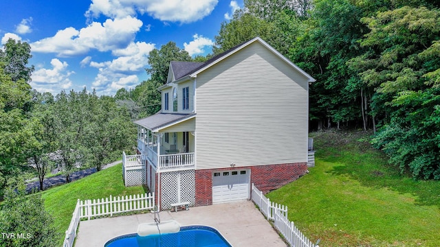 566 Beechwood Rd, Kingsport, TN 37663 - view of property exterior with an attached garage, a fenced backyard, stairs, and driveway