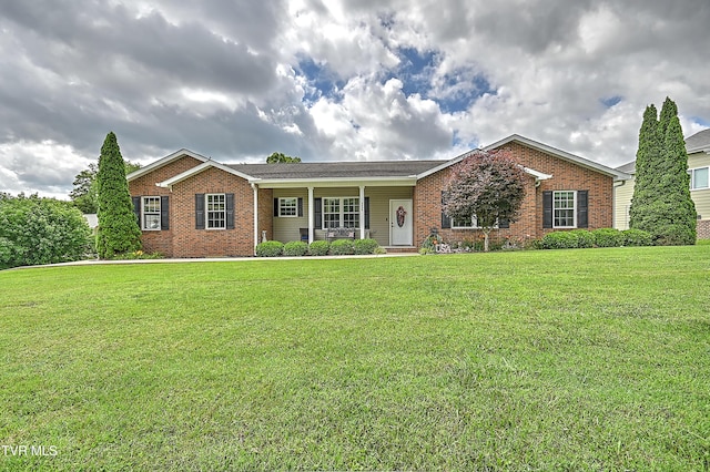 5000 Aberlea Pl, Piney Flats, TN 37686 - ranch-style house with brick siding, a porch, and a front lawn
