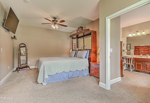 5000 Aberlea Pl, Piney Flats, TN 37686 - bedroom with light colored carpet, an office area, and a ceiling fan