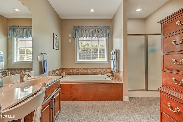 5000 Aberlea Pl, Piney Flats, TN 37686 - bathroom featuring plenty of natural light, a shower stall, vanity, and recessed lighting