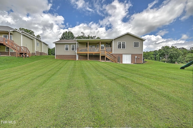 5000 Aberlea Pl, Piney Flats, TN 37686 - rear view of property with stairway, a lawn, and a wooden deck