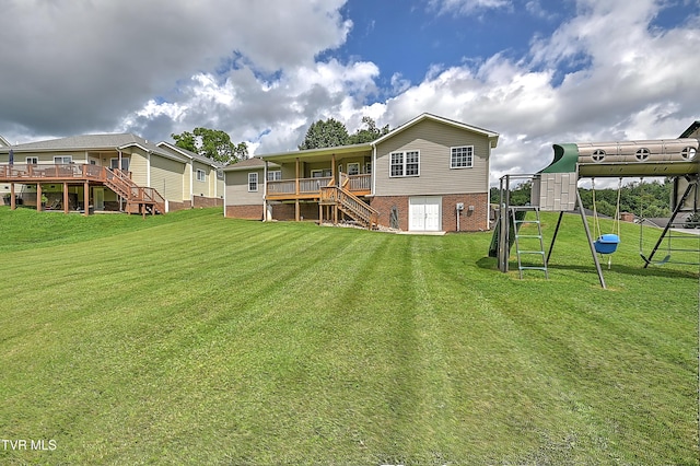 5000 Aberlea Pl, Piney Flats, TN 37686 - rear view of property with stairway, a deck, and a yard