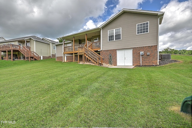 5000 Aberlea Pl, Piney Flats, TN 37686 - back of house with stairway, a yard, brick siding, and a deck