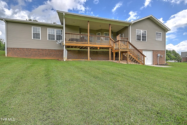 5000 Aberlea Pl, Piney Flats, TN 37686 - back of property with stairs, a yard, and a wooden deck