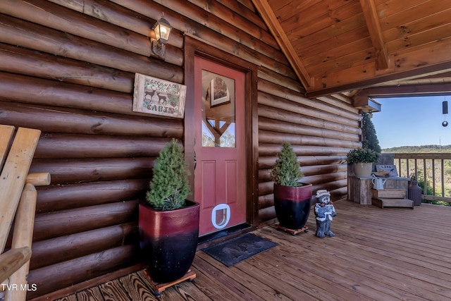 121 Hulse Rd, Jonesborough, TN 37659 - entrance to property featuring log siding and a deck