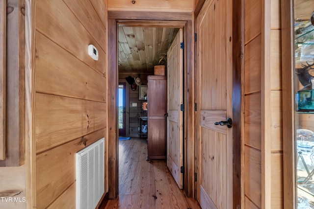 121 Hulse Rd, Jonesborough, TN 37659 - hall featuring light wood-style floors, wooden walls, plenty of natural light, and wood ceiling