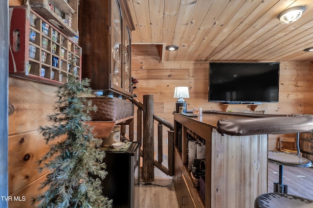 121 Hulse Rd, Jonesborough, TN 37659 - living area with wood ceiling, wooden walls, and wood finished floors