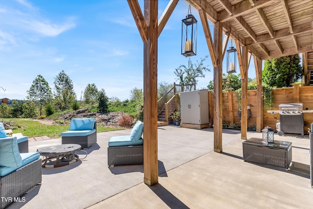 121 Hulse Rd, Jonesborough, TN 37659 - view of patio with a grill, stairs, and an outdoor living space
