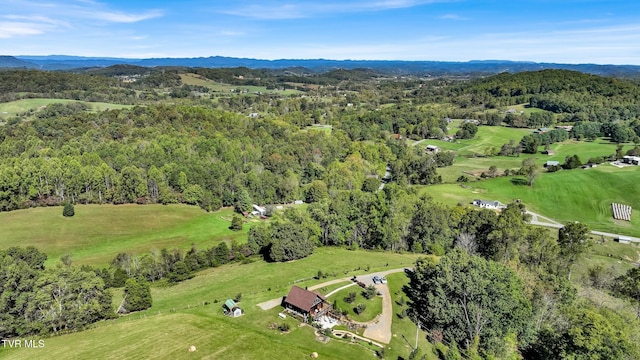 121 Hulse Rd, Jonesborough, TN 37659 - aerial view of property and surrounding area featuring a heavily wooded area and a mountain backdrop