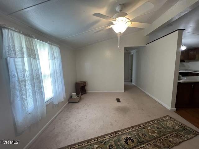 505 NE Lake St, Wise, VA 24293 - spare room with light colored carpet, a ceiling fan, and crown molding