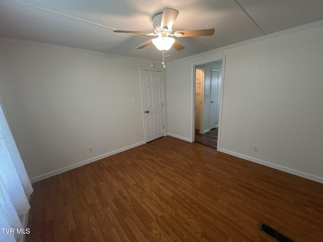 505 NE Lake St, Wise, VA 24293 - empty room with ceiling fan, wood finished floors, and ornamental molding