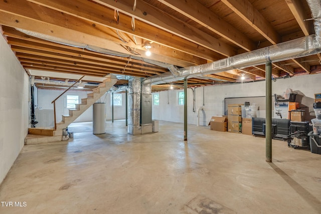 380 Lovelace Loop, Mountain View Loop, Fall Branch, TN 37656 - basement featuring stairs and water heater