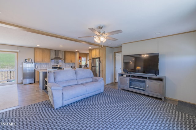 120 Maple Crest Cir, Surgoinsville, TN 37873 - living area with ceiling fan, recessed lighting, and light wood-style flooring