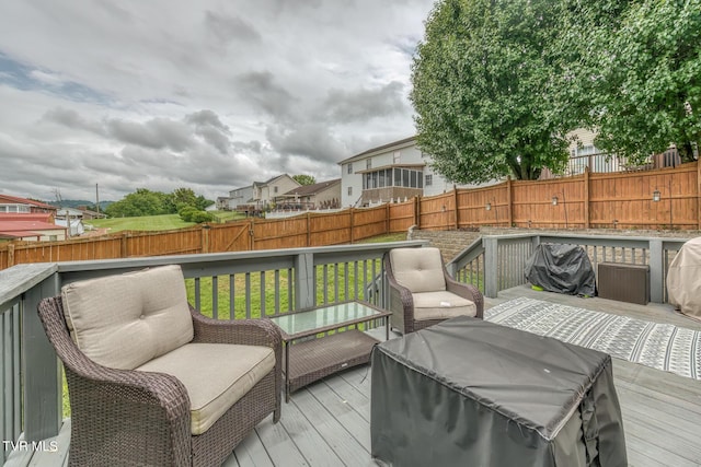 103 Daniels Way, Johnson City, TN 37615 - wooden terrace featuring a fenced backyard and an outdoor living space