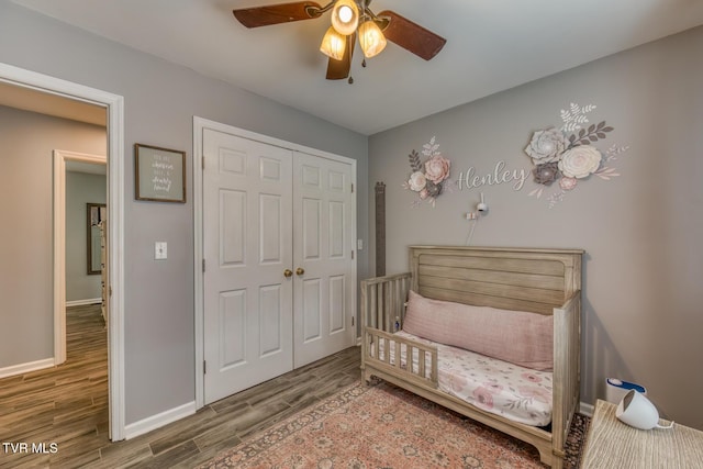 103 Daniels Way, Johnson City, TN 37615 - bedroom featuring wood finished floors, a closet, and a ceiling fan