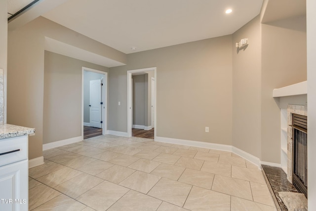 397 Ridgecrest Rd, Jonesborough, TN 37659 - unfurnished living room with a high end fireplace and recessed lighting