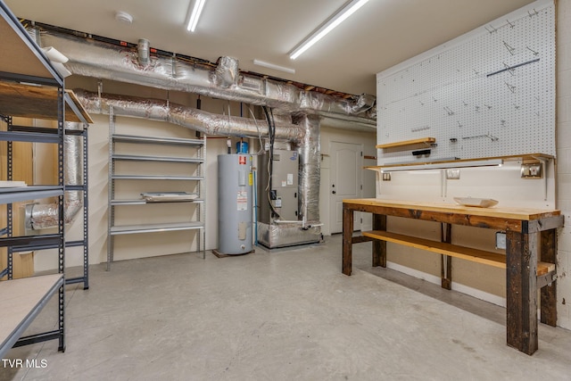 397 Ridgecrest Rd, Jonesborough, TN 37659 - finished below grade area with electric water heater, heating unit, and a workshop area