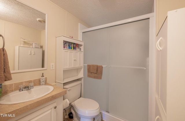 1070 Bill Martin Rd, Afton, TN 37616 - full bathroom with a textured ceiling, vanity, and a shower stall