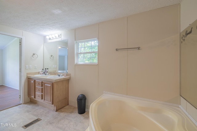 1070 Bill Martin Rd, Afton, TN 37616 - bathroom with a garden tub, double vanity, and a textured ceiling