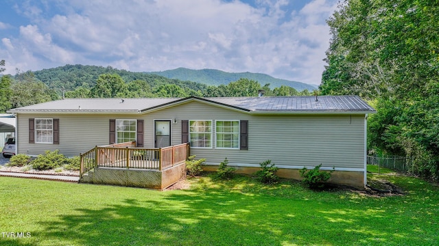 1070 Bill Martin Rd, Afton, TN 37616 - back of house featuring a deck with mountain view and a metal roof