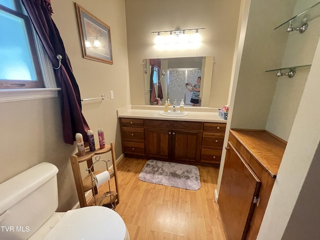 134 Carver Crabtree Rd, Hampton, TN 37658 - full bathroom with wood finished floors, vanity, and a shower