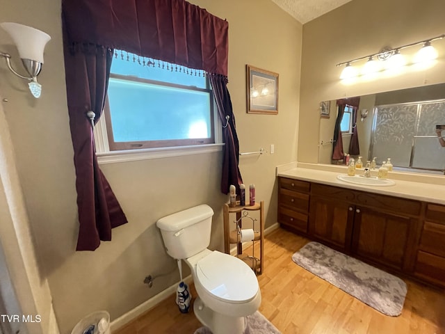 134 Carver Crabtree Rd, Hampton, TN 37658 - full bathroom featuring wood finished floors, vanity, and a shower