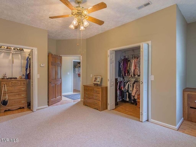 134 Carver Crabtree Rd, Hampton, TN 37658 - bedroom with a walk in closet, a closet, light carpet, and a textured ceiling