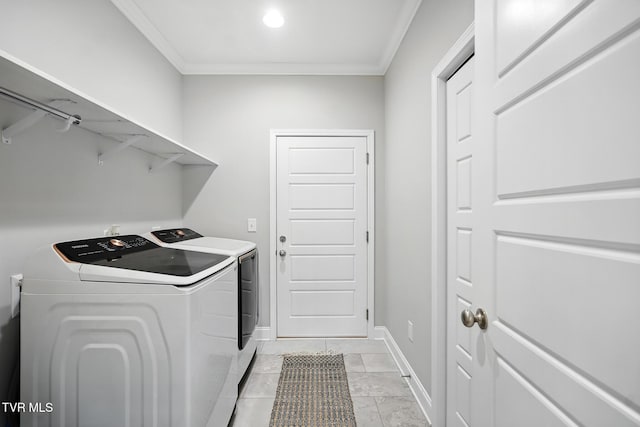 107 Ervin Loop, Erwin, TN 37650 - laundry area featuring separate washer and dryer and ornamental molding