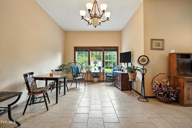 1037 Swift Hollow Rd, Mountain City, TN 37683 - dining area featuring a chandelier and light tile patterned floors
