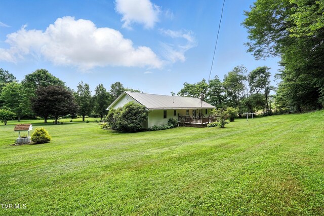 1037 Swift Hollow Rd, Mountain City, TN 37683 - view of green lawn with a deck and view of wooded area