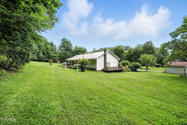 1037 Swift Hollow Rd, Mountain City, TN 37683 - view of grassy yard with a deck