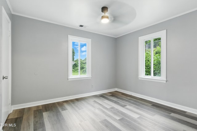 3974 Memorial Blvd, Kingsport, TN 37664 - spare room with wood finished floors, ornamental molding, and ceiling fan