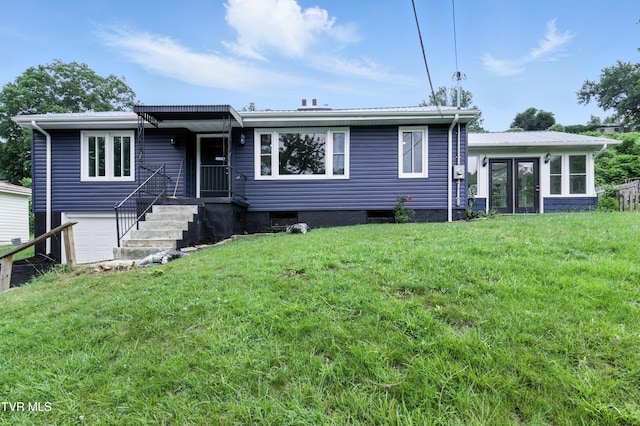 3974 Memorial Blvd, Kingsport, TN 37664 - view of front of house featuring french doors, a front yard, and an attached garage