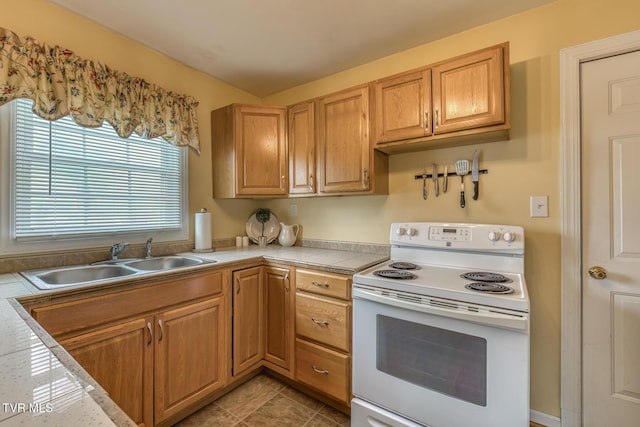 2344 Anderson St, Bristol, TN 37620 - kitchen featuring electric range and tile counters